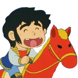 🐴 anime, cartoon, child, horse, toy, riding telegram sticker
