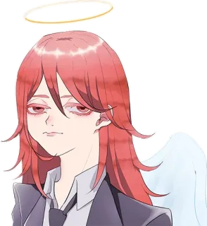 👀 Anime, Angelo, Personaggio, Donna, Aureola, Ali, Disegno, Illustrazione telegram sticker