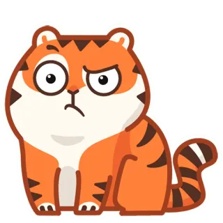 🤨 tiger, animal, cartoon, sticker, expression, cute telegram sticker