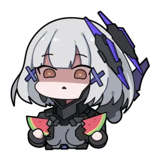 😠 アニメ, スイカ, 女の子, ショック, ちび telegram sticker