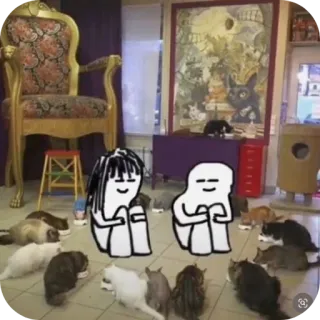 🥰 고양이, 만화, 귀여운, 웃긴, 밈, 애완동물, 동물 telegram sticker