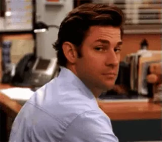 🤝 Jim Halpert The Office Jim Halpert, The Office, smirk, tv show, NBC, peeking telegram sticker