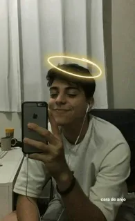 😇 cara de anjo ragazzo, selfie, aureola, angelo, uomo telegram sticker