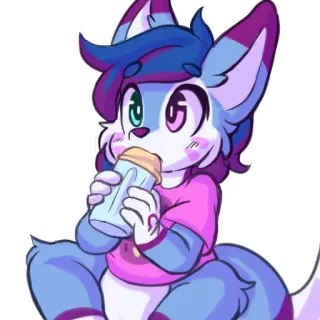 🍼 cute, cartoon, animal, drinking, furry, anthro telegram sticker