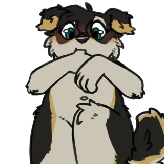 🍯 furry, anthropomorphic, dog, puppy, shy, nervous, crying, tears, cute whatsapp sticker