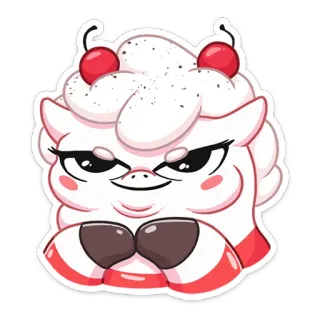 😈 Kartun, Makanan penutup, Cupcake, Lucu, Binatang, Ceri telegram sticker