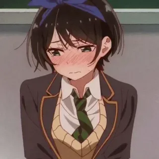 😓 Ruka Sarashina Rent-A-Girlfriend Anime, Ragazza, Arrossire, Imbarazzata, Carina, Uniforme scolastica telegram sticker