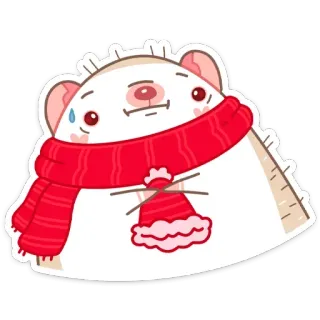 😓 riccio, sciarpa, carino, cartone animato, inverno, mammifero telegram sticker