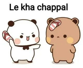 🤬 Le kha chappal ours, dessin animé, tongs, sandales, humour, mignon whatsapp sticker