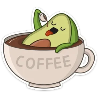 ☕️ COFFEE avocat, café, nourriture, boisson, dessin animé, mignon telegram sticker