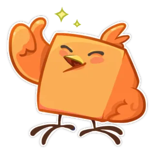 👍 만화, 새, 동물, 귀여운, 스티커, 좋아요, 주황색, 행복 telegram sticker