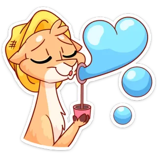 💙 animal, desenho animado, fofo, soltando bolhas, bolha de coração telegram sticker