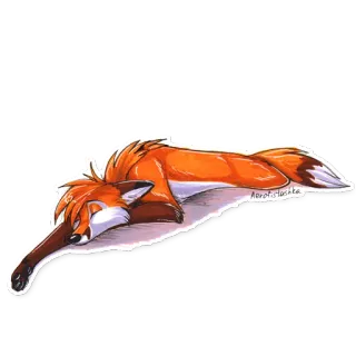 😴 renard, animal, orange, dormir, dessin animé, détente telegram sticker