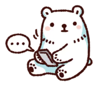 😐 urso polar, desenho animado, animal, fofo, iPad, tecnologia whatsapp sticker