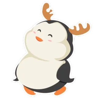 🐧 企鹅, 动物, 可爱, 驯鹿, 卡通, 贴纸 telegram sticker