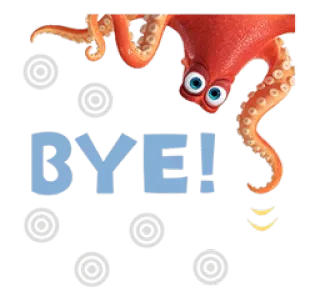 👋 Hank Finding Dory BYE! タコ, 海, 漫画, アニメ, 海, 別れ telegram sticker