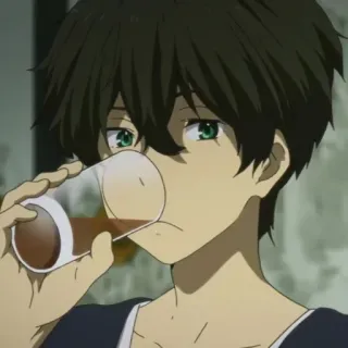 ➖ Oreki Houtarou Hyouka Anime, Bebendo, Hyouka, Oreki Houtarou, Masculino whatsapp sticker