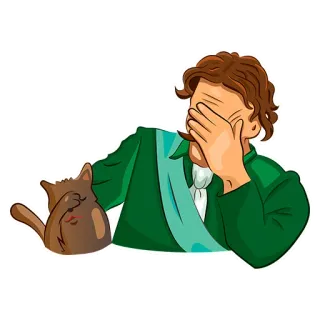 🤦‍♂️ facepalm, disappointment, cat, man, cartoon, reaction, embarrassment whatsapp sticker
