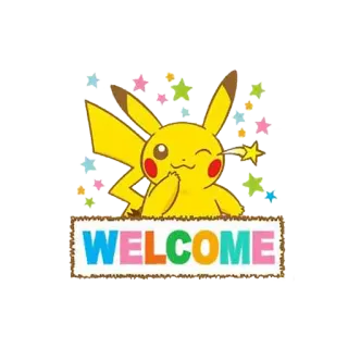 ✨ Pikachu WELCOME pikachu, pokemon, bem-vindo, adesivo, fofo, anime, kawaii whatsapp sticker