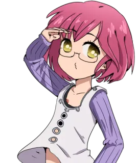 👋 Gowther Seven Deadly Sins Anime, Mangá, Personagem, Gowther, Óculos, cabelo rosa telegram sticker
