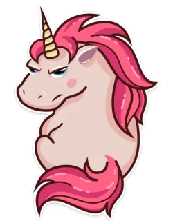 😕 unicórnio, fofo, rosa, desenho animado, fantasia, animal whatsapp sticker