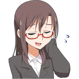 😪 anime, desenho animado, mulher, óculos, terno telegram sticker