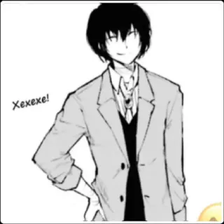 🙃 Osamu Dazai Bungo Stray Dogs Хехехе! Anime, Mangá, Osamu Dazai, Bungo Stray Dogs, Sorriso irônico, Esboço telegram sticker