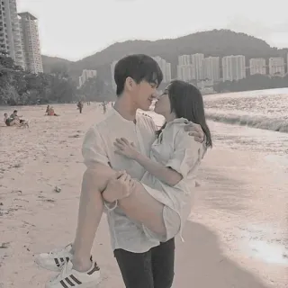 😘 couple, plage, amour, romance, relation, affection telegram sticker