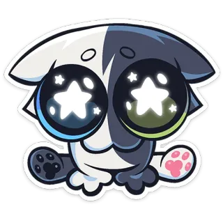 ⭐ cartoon, sticker, cute, animal, eyes, stars telegram sticker