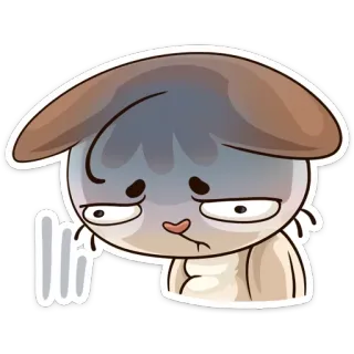 😞 Hi jamur, kartun, lucu, sedih, stiker telegram sticker