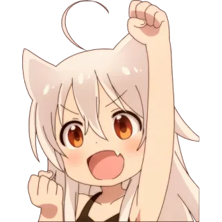 ✊️ anime, cat ears, cute, cartoon, girl, kawaii, happy telegram sticker