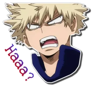 😤 Bakugo My Hero Academia Haaa? อนิเมะ, มังงะ, โกรธ, สีหน้า, ตัวละคร telegram sticker