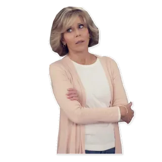 😠 Jane Fonda Jane Fonda, Aktorka, Gwiazda, Kobieta, Ręce skrzyżowane, Myśląca telegram sticker
