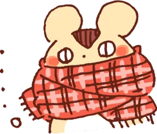 😷 chomik, szalik, słodki, zwierzę, zima telegram sticker