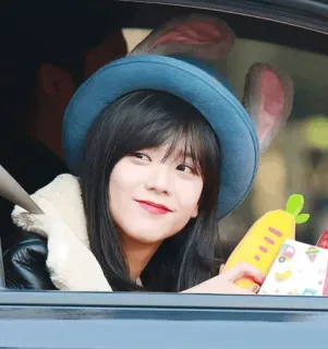🤍 Jisoo jisoo, blackpink, kpop, นักร้อง, กระต่าย, หมวก, น่ารัก, ไอดอล whatsapp sticker