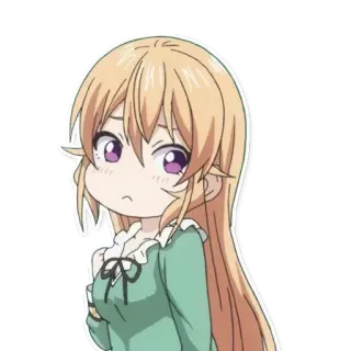 😕 Anime, Fille, Blonde, Personnage, Autocollant whatsapp sticker