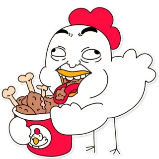 🐔 Huhn, Cartoon, Hähncheneimer, Essen, Tier, Geflügel, Essen telegram sticker