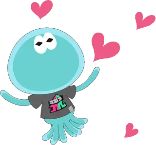 😍 Мультфильм, Персонаж, Сердечки, Милый, Наклейка whatsapp sticker