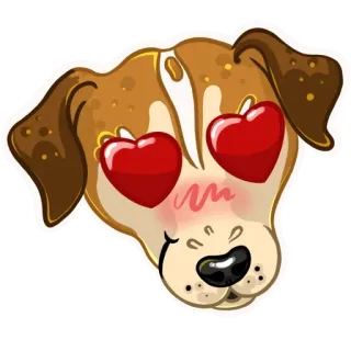 😍 chien, chiot, yeux de coeur, amour, mignon, dessin animé, animal telegram sticker