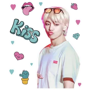 😗 Kiss поцелуй, губы, сердце, K-pop whatsapp sticker