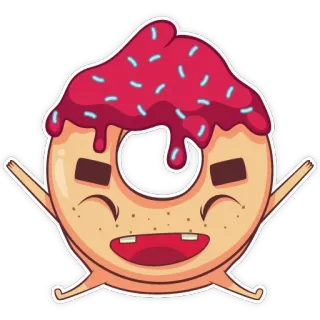 😃 donat, makanan, kartun, manis, hidangan penutup, taburan, imut telegram sticker