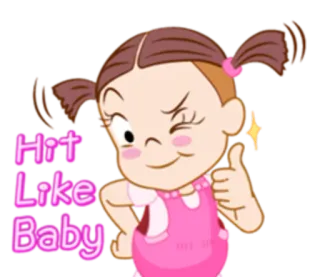 👍 Hit Like Baby dibujos animados, chica, pulgar arriba, bebé, éxito, me gusta telegram sticker