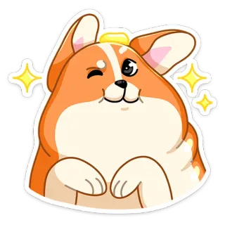 😉 คอร์กี้, หมา, สัตว์, น่ารัก, คาวาอิ, สติกเกอร์ telegram sticker