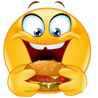 🍔 emoji, smiley, food, burger, cartoon, happy, eating telegram sticker
