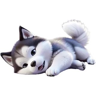 😵‍💫 Hund, Welpe, süß, Husky, Tier, Haustier, liegend whatsapp sticker