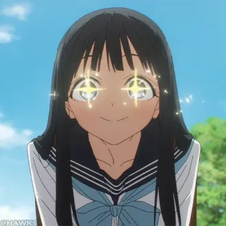 🎐 Ragazza anime, Occhi scintillanti, Carino, Cartone animato, Illustrazione telegram sticker