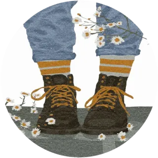 🌸 ботинки, ноги, носки, джинсы, цветы, ромашки, мода, одежда telegram sticker
