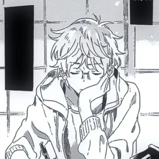 🥱 anime, manga, boy, glasses, thinking, sketch, drawing telegram sticker