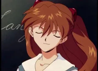 😘 Asuka Langley Soryu Neon Genesis Evangelion anime, character, smiling, portrait, redhead, animation telegram sticker