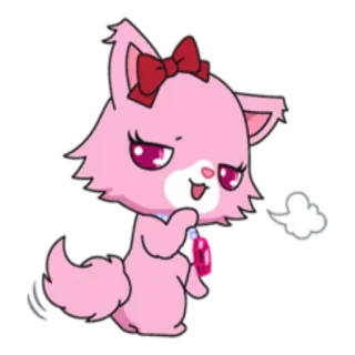 👀 süß, Katze, rosa, Schleife, Cartoon whatsapp sticker